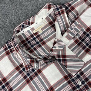 Barbour Shirt 12‎ Red White Highland Check Plaid Long Sleeve Button Up Men's